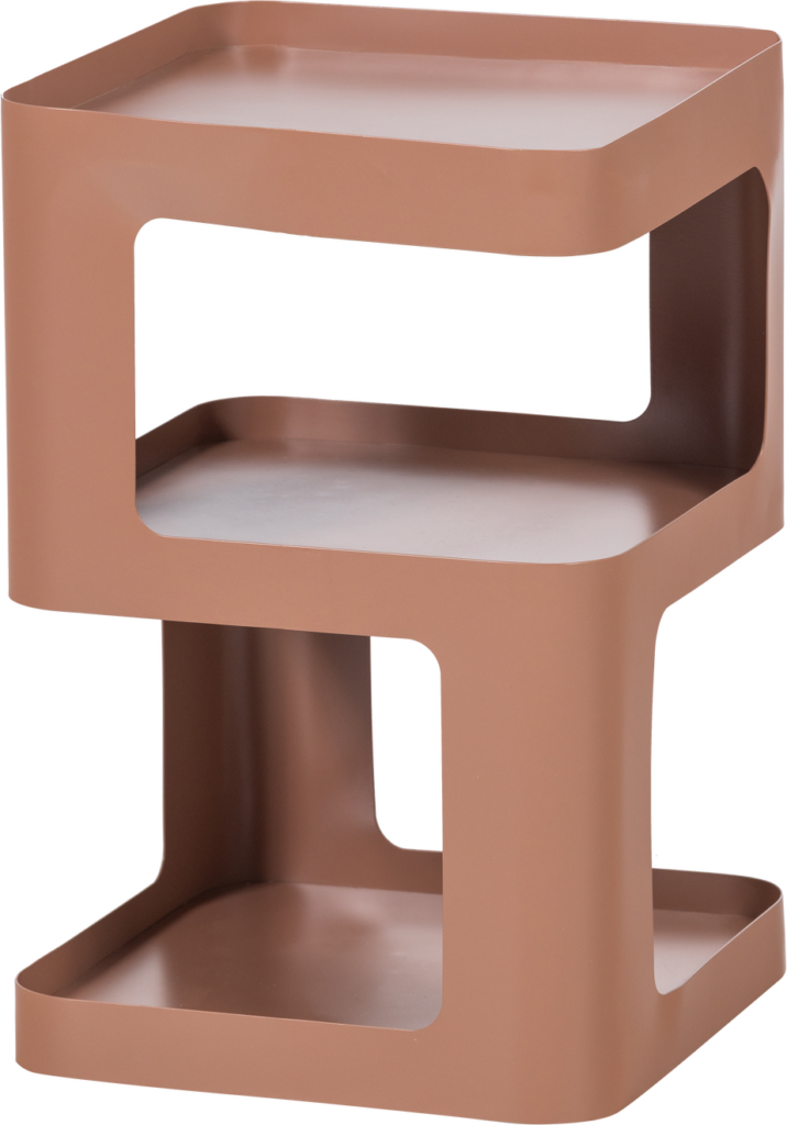Natbord/sengebord WOOOD Collection, lyserød mat pulverlakeret metal, kompakt H54ÃB35ÃD35 cm